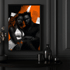 ALHARI Gallery's Black couple wall art, blending striking orange, white, and black tones for a premium addition to modern Black art collections.