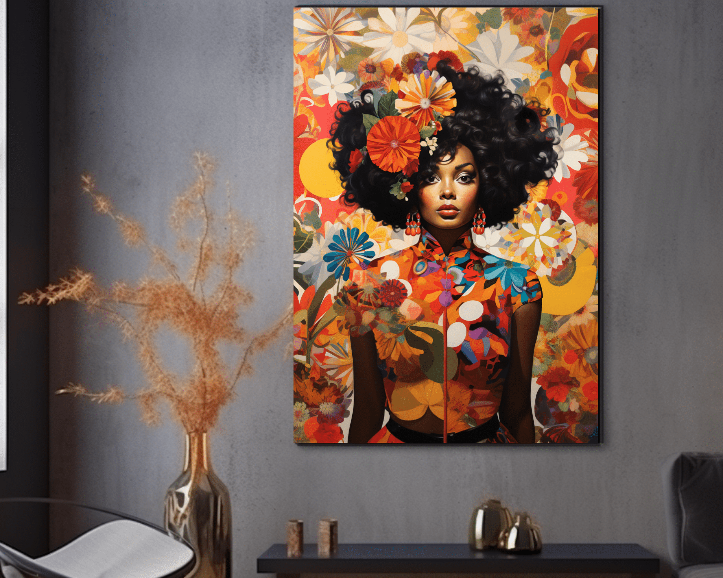 EmpoweHer Verve: A vibrant ALHARI original celebrating Black culture and empowerment. Perfect for modern interiors seeking bold African American art and inspiration.
